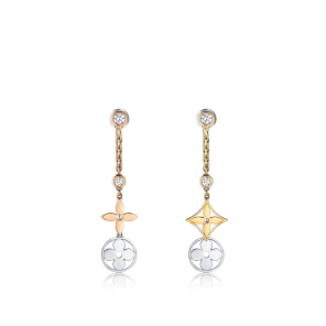 Louis Vuitton Idylle Blossom Long Earrings, 3 Golds And Diamonds